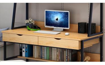 360Home Computertisch Büro Schreibtisch + Regal Birnbaumholz